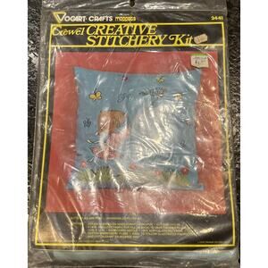 Vintage “Butterflies Are Free” Vogart Crafts Crewel Pillow Stitchery Kit #2441